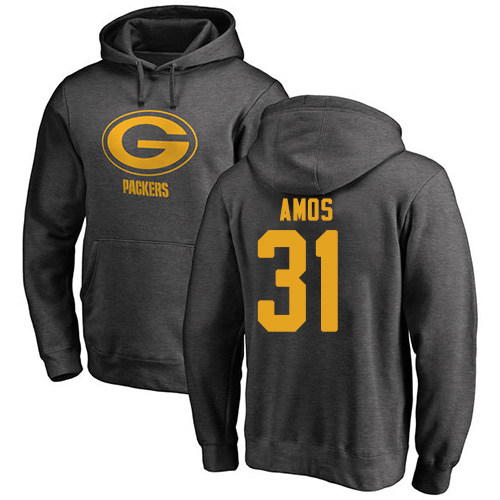 Men Green Bay Packers Ash #31 Amos Adrian One Color Nike NFL Pullover Hoodie Sweatshirts